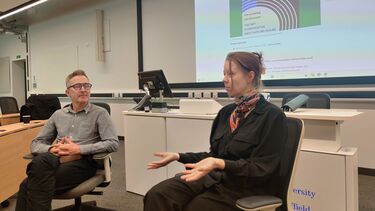 Dr Anna Jochymek and Dr Rafał Soborski during film Q&A.