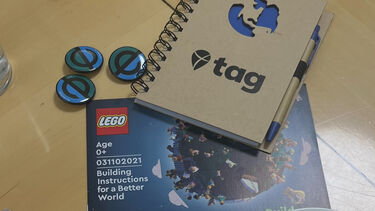 Maria's desk at a TAG event.