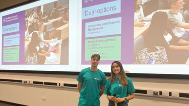Maria presenting at an open day.