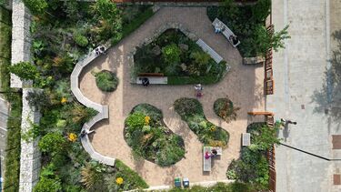 Ariel view of green urban spaces in Sheffield