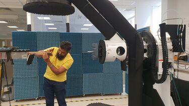 A student is working in the mmWave lab