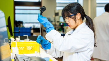 Chemistry student working in laboratory