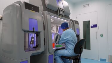 Scientist working in the clean room