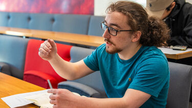 Student in maths problem solving class