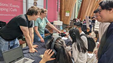 Visitors enjoying the Marcotti Lab exhibition 