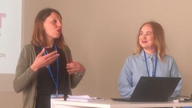 Maria Teresa Ferazzoli and Amber Cagney presenting at the 7th Transforming Care Conference