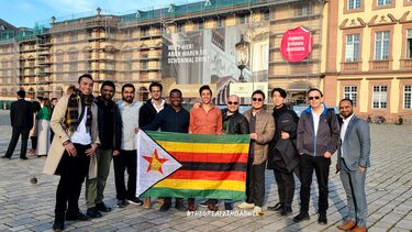 Norest and fellow students outside Mannheim Business School.