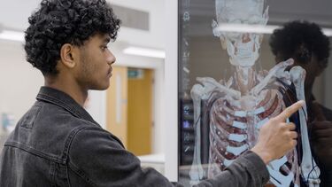 Student using an Anatomage table