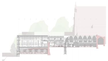 Slice of building with archways 