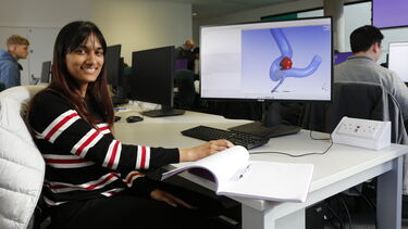 Shivani Msc student in the Diamond Building Computer room