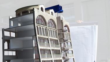Building with leaning facade