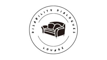 Disability Dialogues logo, with an illustration of a sofa 
