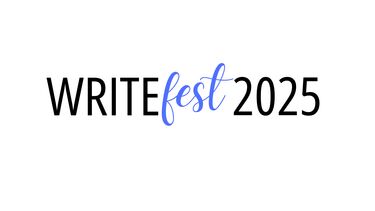 WriteFest logo text in a blue colour way