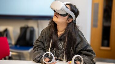 Student in a VR headset