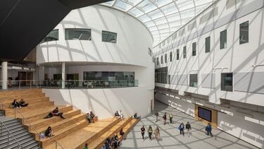 Inside the Wave building central space