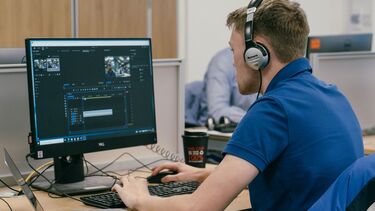 Student working at a computer
