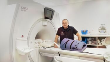 Professor Jim Wild and an MRI scanner