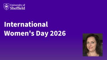 White text on a purple background which reads: International Women's Day 2026
