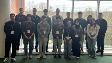 Students and Sander van den Ban at the Almac site in Loughborough.