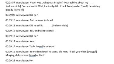 Screenshot of a typed document capturing a conversation with timestamps. 