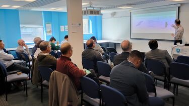 View of Eddie's talk a the research update event