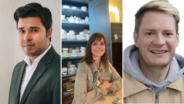 Smiling faces of three mature students