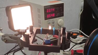 A close-up of an experimental apparatus