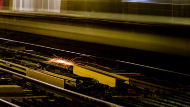 Sparks on a railway line