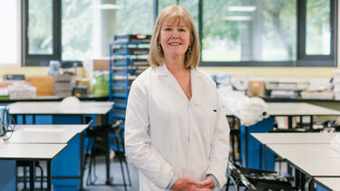 Jane Leathard stood in a Geography teaching laboratory 