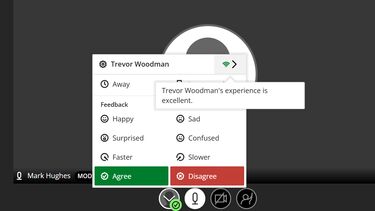 Collaborate interface with wifi connection status icon displayed