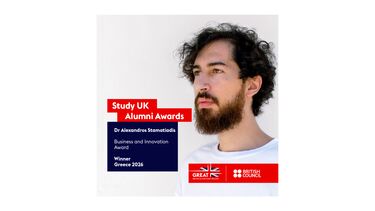 A man with text about the Study UK awards