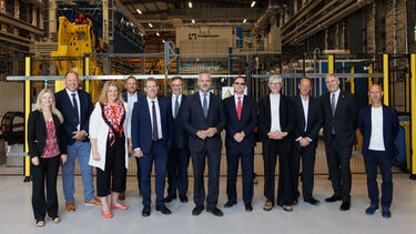 Senior leaders from the University, AMRC, Boeing, the UK aerospace industry and the South Yorkshire Mayor Oliver Coppard stood together inside COMPASS