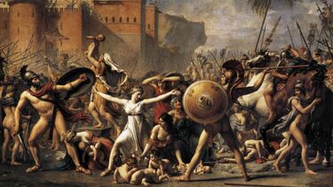 16th century oil painting representing the battle of troy