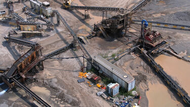 Rare earth mining site showing heavy machinery