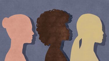 Illustration of three diverse female silhouettes in profile