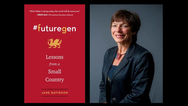 Jane Davidson profile photo next to text which reads: "What Wales is doing today. The world will do tomorrow #futuregen Lessons from a small country. Jane Davidson"
