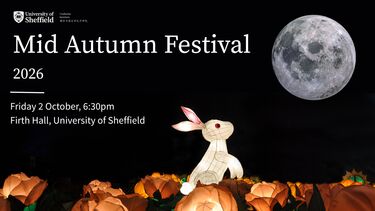 graphic of moon and a rabbit with text Mid Autumn festival