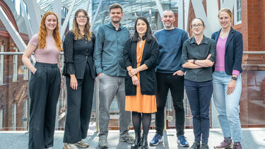 The Silvia Bio team stood in the Heartspace buildng