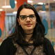 UG student Sanziana Chiorescu in front of the MindSphere