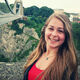 Meg stood by Clifton suspension bridge.
