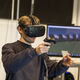 students testing out virtual reality in the lab