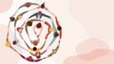illustration of group of people in circle from diverse culture holding hands.