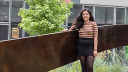 Postgraduate student Asha outside Jessop West.