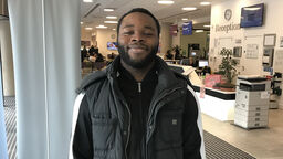 Photograph of David who was in the winning team for the Siemens Challenge 2019