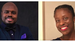 Two alumni from the School of Health and Related Research. On the left is Charles and on the right is Naomi.