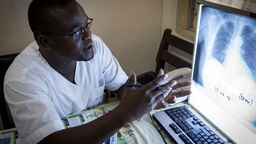 A man describes a chest x-ray.