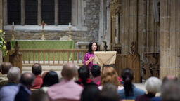 Mona Siddiqui OBE delivers a lecture at Sheffield Cathedral