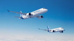 Airbus planes in flight