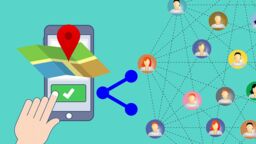 An illustration of a location map and connected thumbnails