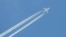 Aeroplane in clear blue sky